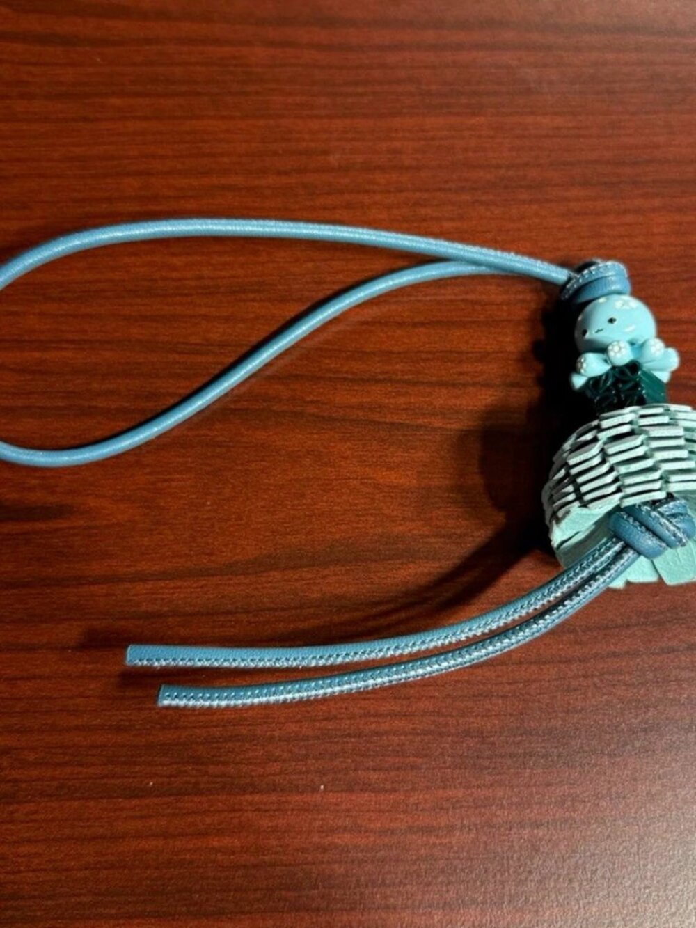 Blue Cord Bag Charm with Layered Pendant